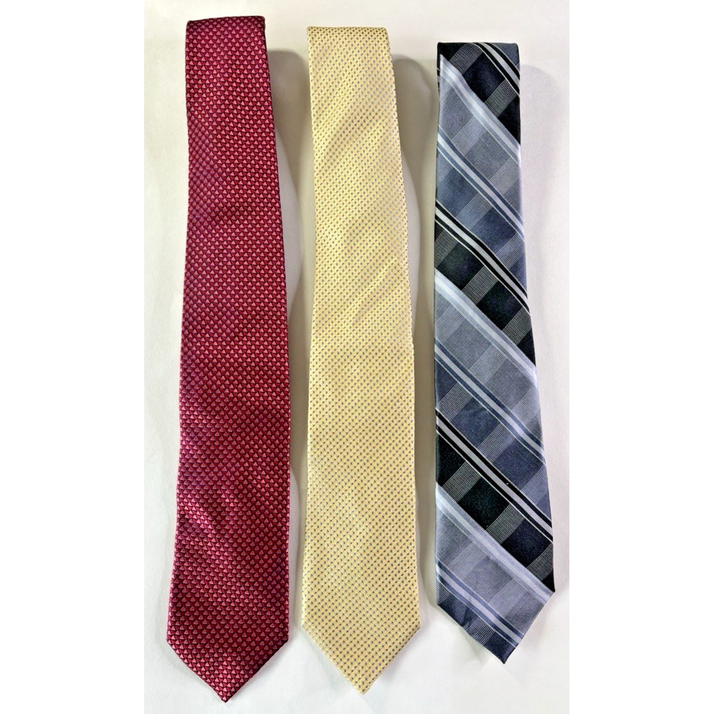 Kirkland Signature Van Heusen‎ 100% Silk Men's Neck Ties Lot Red Yellow Plaid